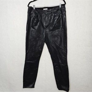 Good American Good Legs Black Faux Leather High Waist Skinny Jeans 18